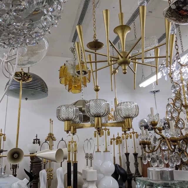 Made in Germany. Newly wired. Glass in excellent condition. Some oxidation to the brass structure. Origin: Germany Circa:...