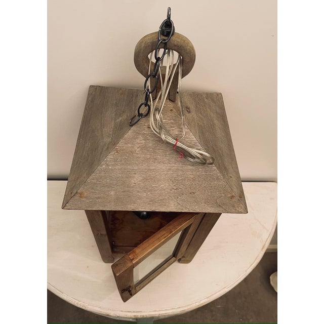 Over-Sized White Oak 3 Light Lantern For Sale - Image 4 of 11