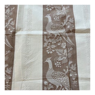 Vintage F Schumacher Liverpool Birds Williamsburg Fabric Remnant - Taupe For Sale