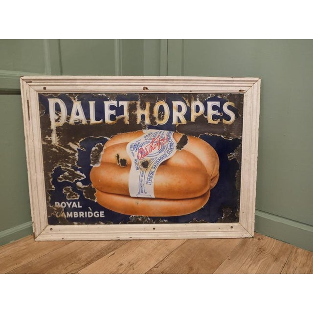 Large Enamel Pictorial Sausage Sign, Palethorps Royal Cambridge A Great old sign with a mouth watering picture of...