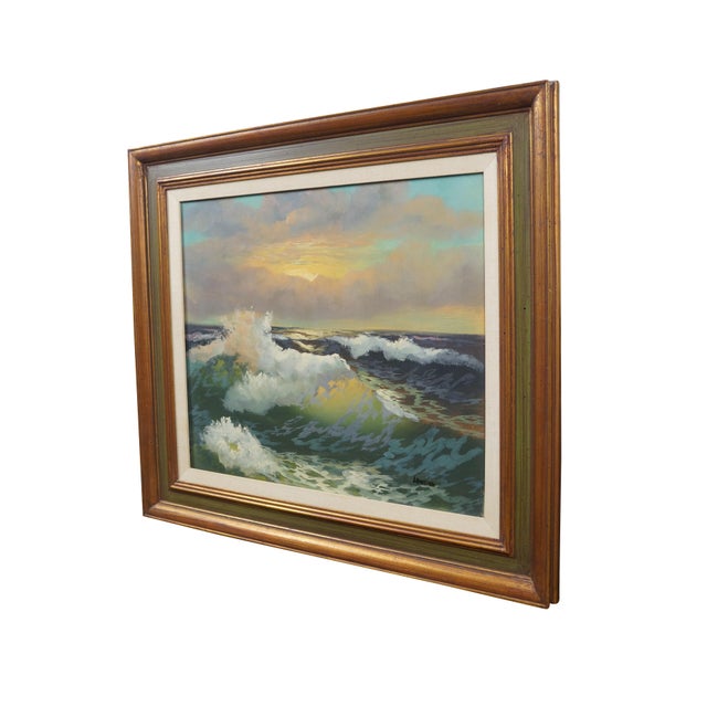 Nautical Wansink Nautical Choppy Ocean Waves Seascape Oil Painting on Canvas 32" For Sale - Image 3 of 13