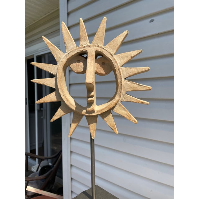 Mid-Century Modern Sun Face Sculpture by Bennington Vermont Artist David Gil For Sale - Image 3 of 8