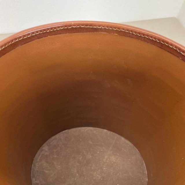 Vintage Patchwork Paper Bin Basket in Leather the style of Auböck, Germany, 1960s For Sale - Image 12 of 18