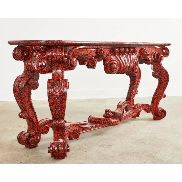 Wood Grand Rococo Style Mahogany Console Table Speckled by Ira Yeager For Sale - Image 7 of 13