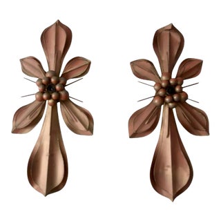 Late 20th Century Global Views Co Fleur Di Lis Sculptural Sconce Lights - a Pair For Sale