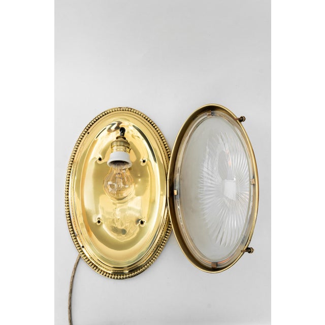 Art Deco Oval Wall Lamp with Cut Glass, Vienna, Austria, 1920s For Sale - Image 18 of 18