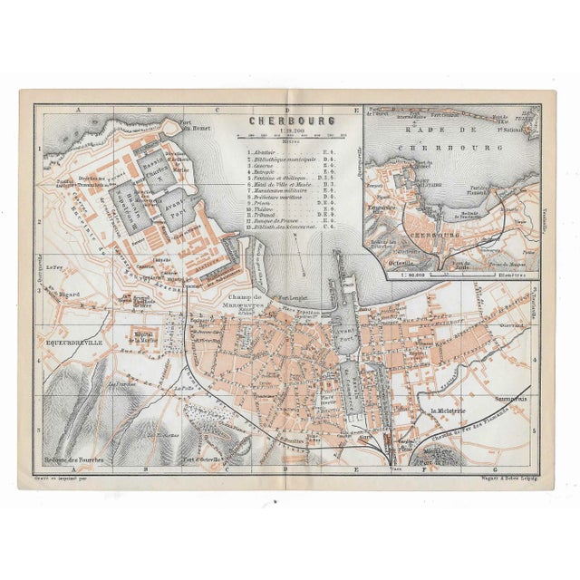 Traditional Antique Map of Cherbourg France For Sale - Image 3 of 3