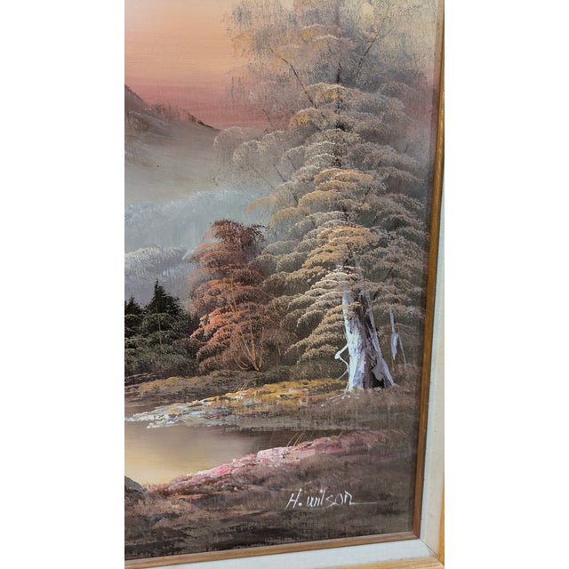 Large H Wilson Painting "Mountain Sunset Over Lake" For Sale - Image 11 of 12