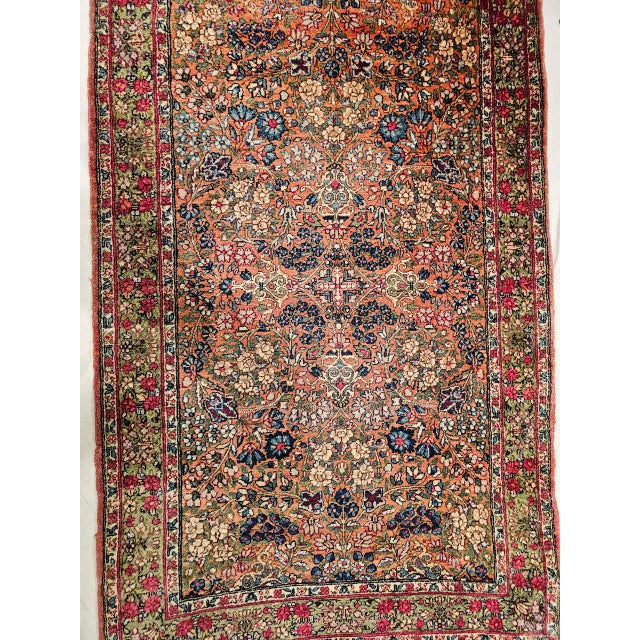 19th Century Persian Kerman Lavar Runner Rug, Hand-Knotted Wool, Allover Floral Design, Rust-Red & Green, 3x12 For Sale - Image 16 of 16