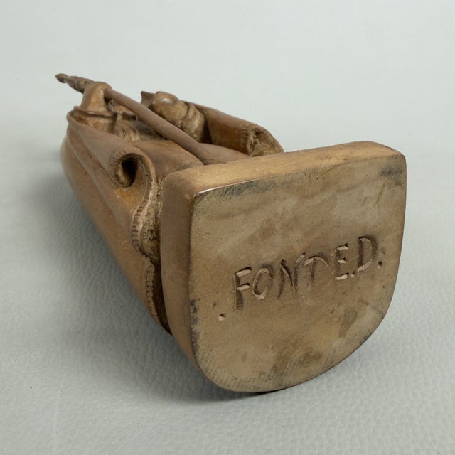 Brown Vintage Carved Wooden Sculpture of Saint Benedict of Norcia by Fonted, 1950s For Sale - Image 8 of 11