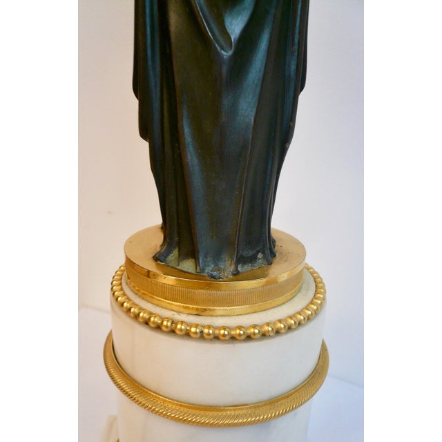 Early 19th Century Pair French Directoire Bronze and Marble Neo-Classical Figural Candelabra For Sale - Image 5 of 12