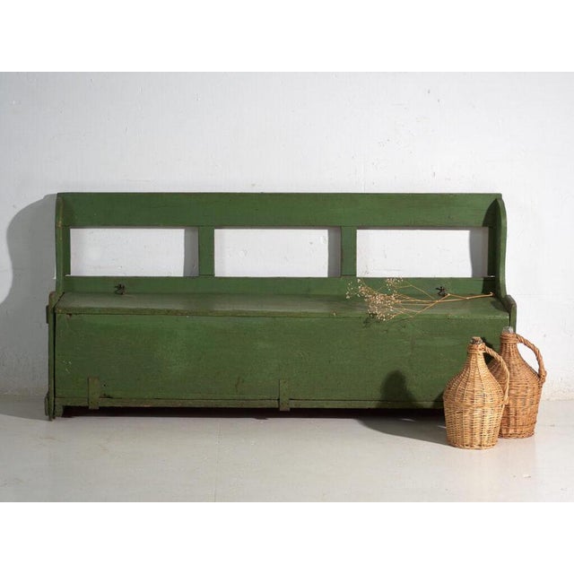 Antique Painted Storage Bench in Pine, 1900 For Sale - Image 11 of 13