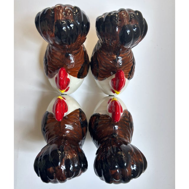 1970s Magnetic Glazed Ceramic Turkey Salt & Pepper Shakers - Set of 4 For Sale - Image 11 of 18
