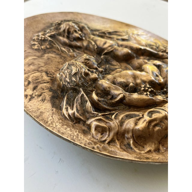 French 19th Century Heavy Bronze Relief Plaque of 3 Cherubs For Sale - Image 4 of 11