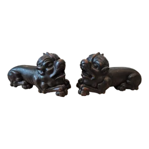 Antique European Renaissance Gothic Revival Grotesque Lion Figure Stylobate Architectural Statue Pair