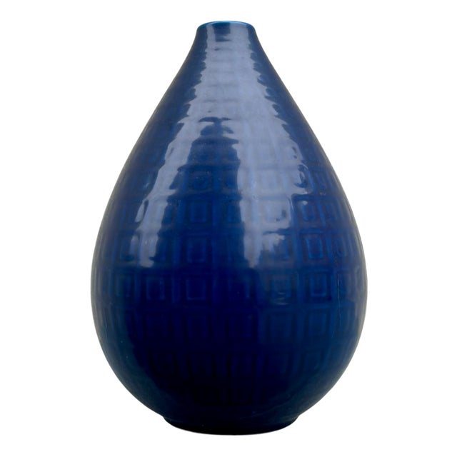 Blue Glazed Marselis Vase by Nils Thorsson for Aluminia, 1950s For Sale
