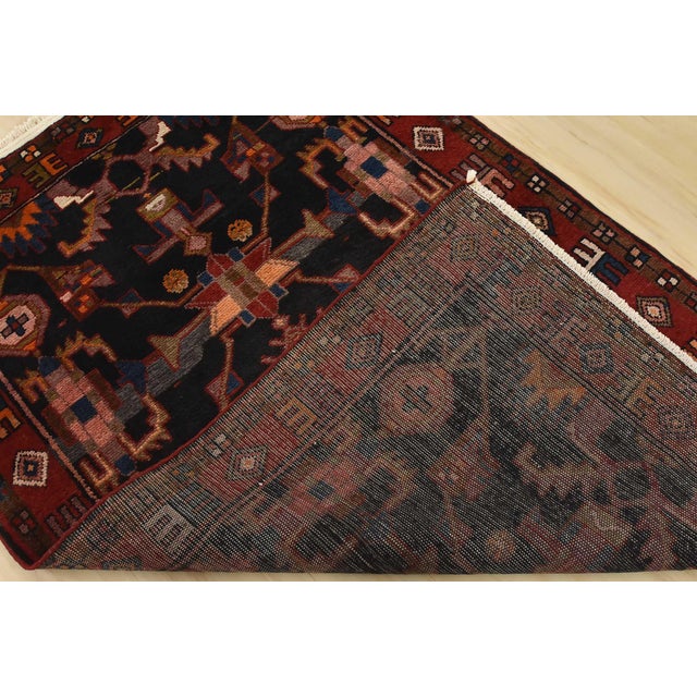 Zanjan Rug 3’11” X 5’8” Blue Wool Vintage Tribal Hand-Knotted Oriental Carpet For Sale - Image 12 of 13