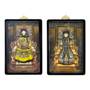 Pair Paintings Chinese Ancestral Portraits