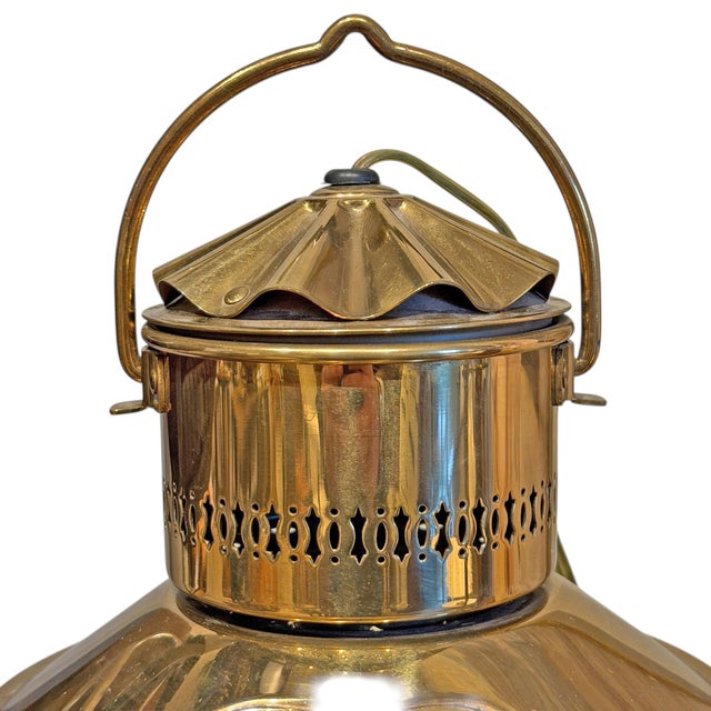 Mid 20th Century Brass Ship's Lantern Pendant Light For Sale - Image 9 of 16