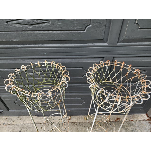 Pair of Antique French Iron Wire Flowerpot Stands Jardinieres, For Sale - Image 4 of 8