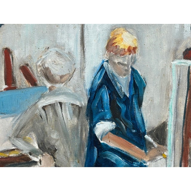 1990s Late 20th C. Contemporary - Original Oil on Board - American, Modern Interior Portrait - In the Studio For Sale - Image 5 of 6