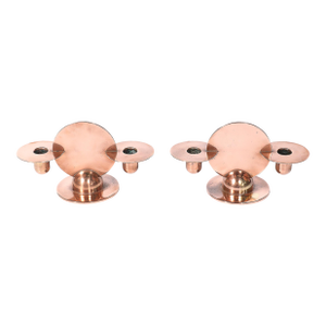 Pair of Art Deco Copper Candlestick Holders by Walter Von Nessen Signed Chase
