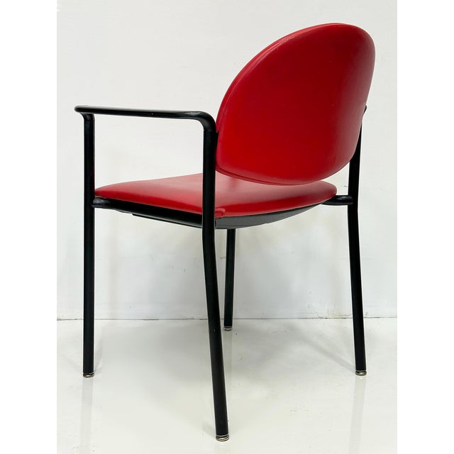 Metal Postmodern Vintage Upholstered Steel Dining Armchairs, Set of 4, Usa For Sale - Image 7 of 9