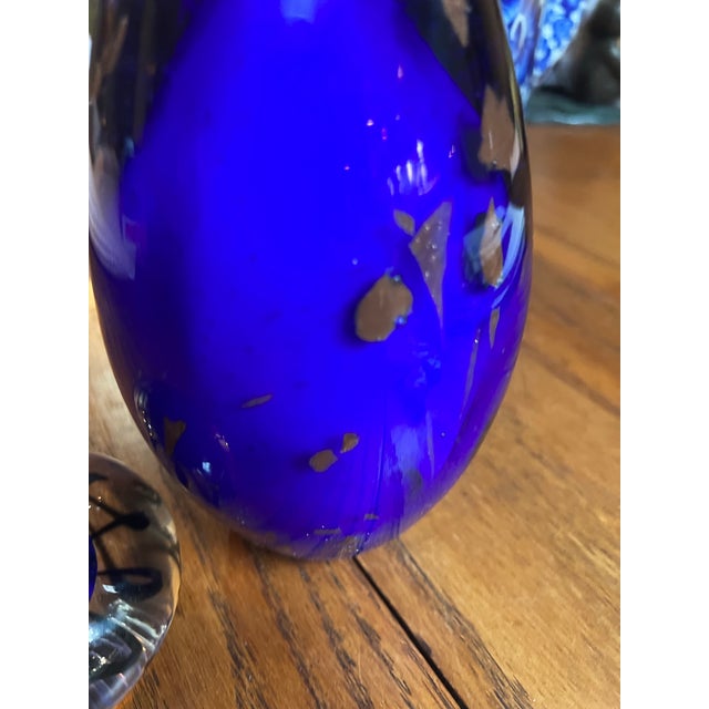 Blue 1970s Pair of Blue Glass Paperweights For Sale - Image 8 of 12
