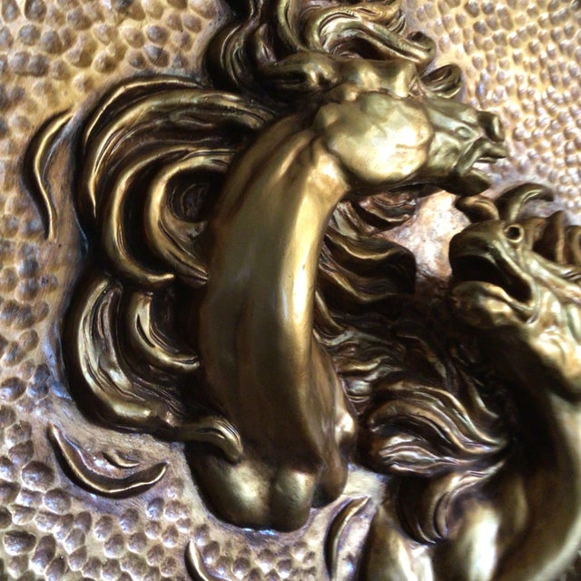Wild Spanish Horses Wall Medallion Gold Over Plaster For Sale - Image 9 of 13