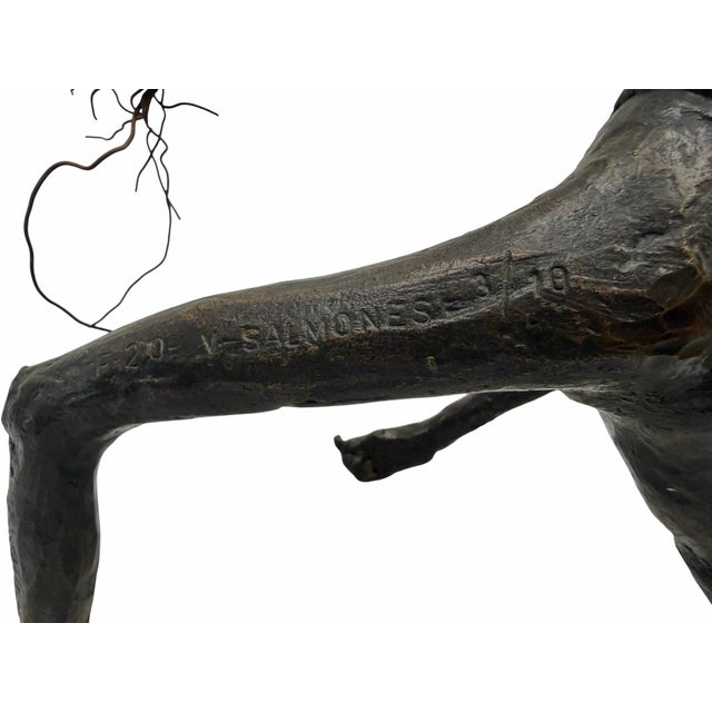 1970s 1970s Victor Salmones Bronze "Lunging Athlete" Sculpture on Granite Base For Sale - Image 5 of 6