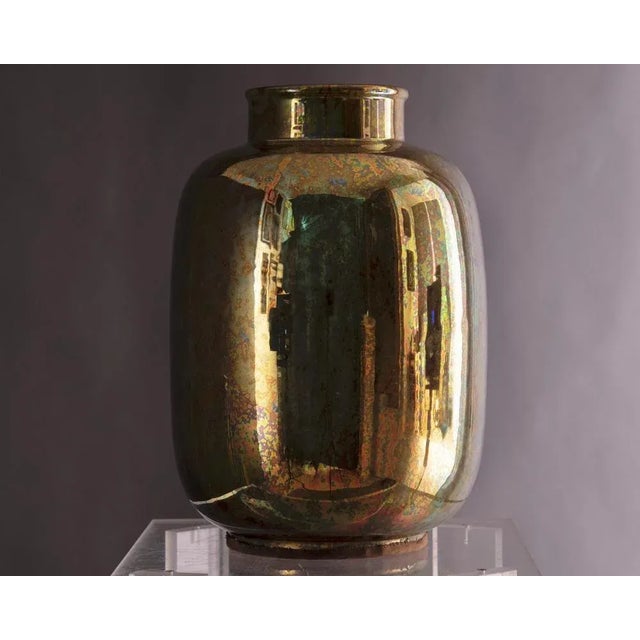 Gold Golden Vase in Glazed Ceramic by Riccardo Gatti For Sale - Image 8 of 12