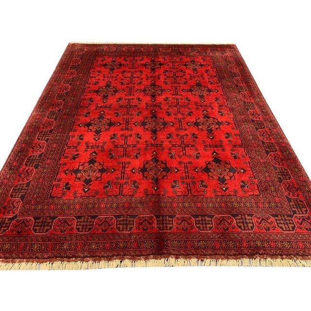 Fine Quality Hand Knotted Afghan Khal Mohammadi Wool Area Rug 7.6 X 5.11 Ft For Sale - Image 4 of 14