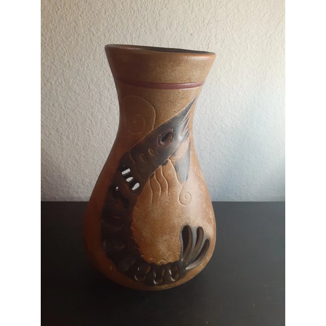 1960s 1960s Rustic Stoneware Raku Luminary Vase For Sale - Image 5 of 6