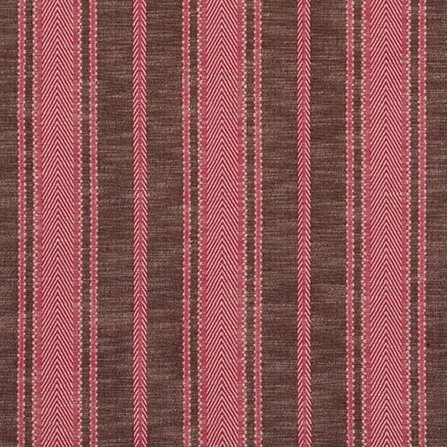 Schumacher Zina Stripe Fabric in Berry For Sale