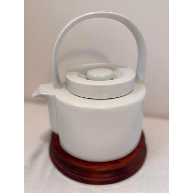 Mid-Century Modern Mid Century Blanc De Chine Style Porcelain Tea Pot With Arched Handle For Sale - Image 3 of 9