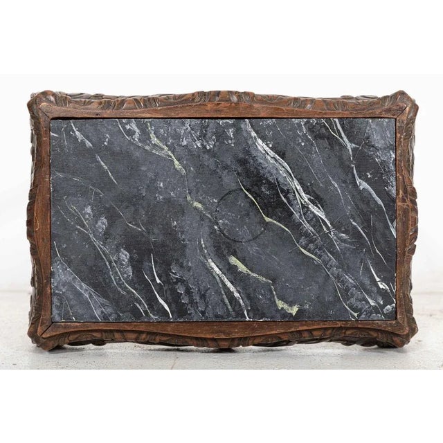 English Oak & Faux Marble Lion Paw Side Table For Sale - Image 3 of 10