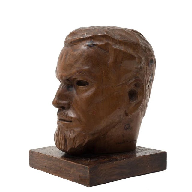 Portrait of Italo Balbo - Original Wooden Sculpture by Marco Novati - 1930s 1930s For Sale - Image 6 of 8