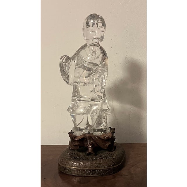 Antique Chinese Carved Rock Crystal Figure of an Immortal For Sale - Image 10 of 18