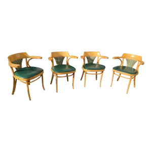 2000s Thonet Style Beech Bentwood Armchairs Set of 4