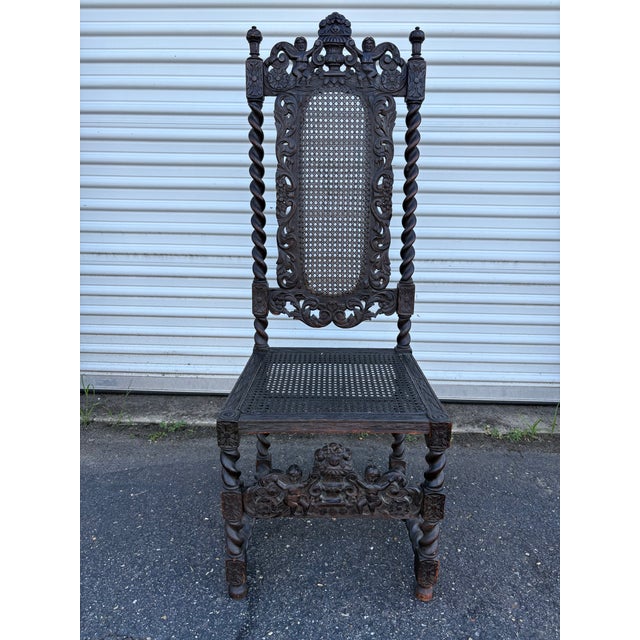 Brown Late 19th Century Carolean-Style Carved Mahogany Accent Chair For Sale - Image 8 of 10
