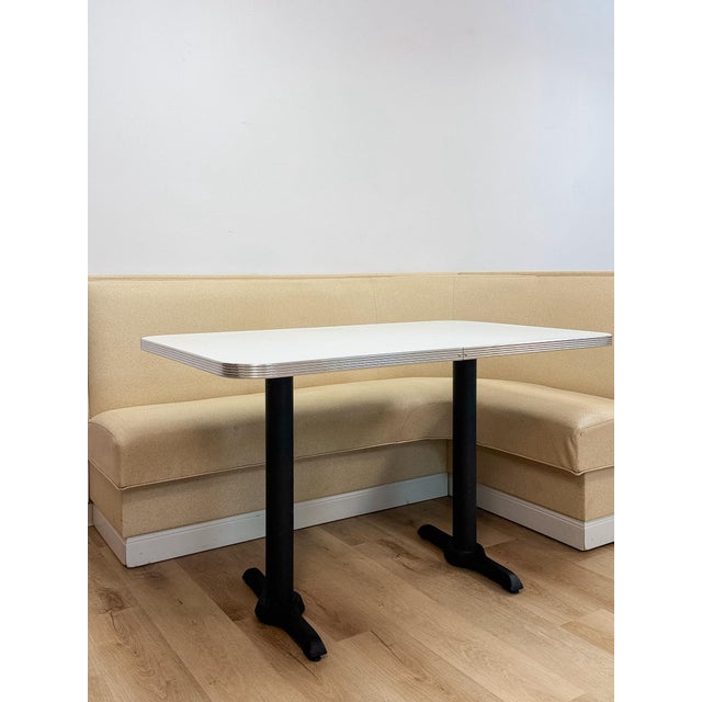 This fantastic vintage retro diner banquette and table set is a rare and complete commercial-quality dining find that...
