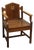 Mid 20th Century Mission Style Wood Chair With Carved Floral Motif For Sale