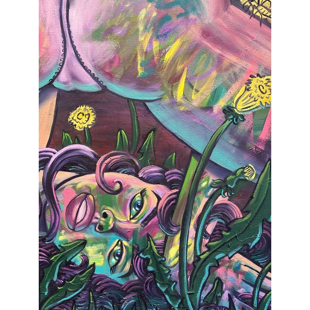 Contemporary Contemporary Surreal Female Portrait Oil Painting on Canvas by Lindsey Kircher For Sale - Image 3 of 3