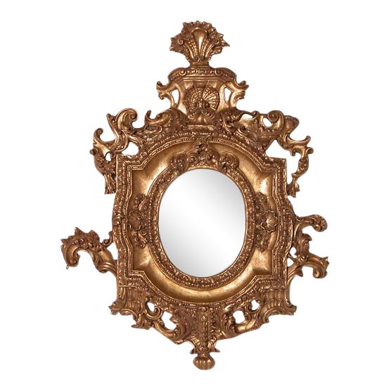Vintage Italian Hand Carved Wood Mirror Frame in an Aged Gold Leaf |  Chairish