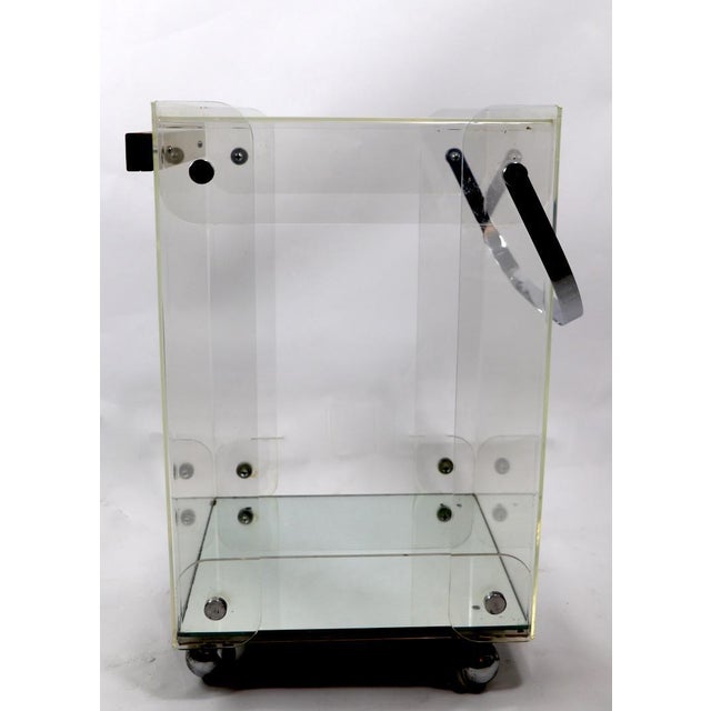Lucite Chrome and Wood Serving Cart For Sale - Image 10 of 13
