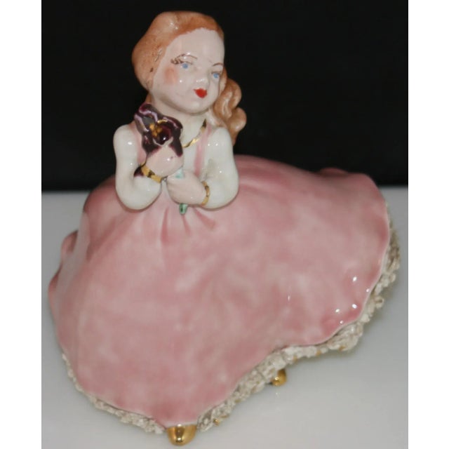 Ceramic Vintage 1950s Holland Mold Figurine Woman in Flowing Pink Gown Dancing For Sale - Image 7 of 10
