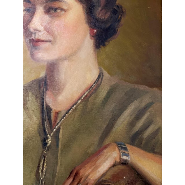 Textile Vintage M Meier Original Oil Portrait Woman Canvas Signed Ornate Frame For Sale - Image 7 of 8
