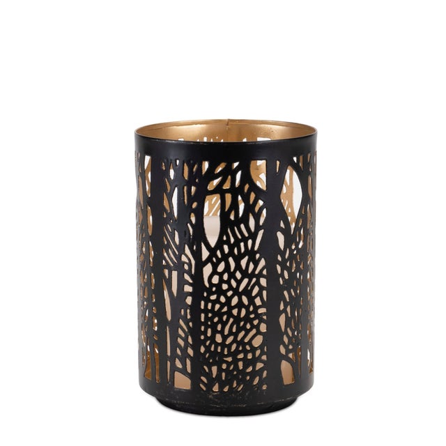 Metal Forest Trees Punched Metal Candle Holder (Set of 2) For Sale - Image 7 of 9