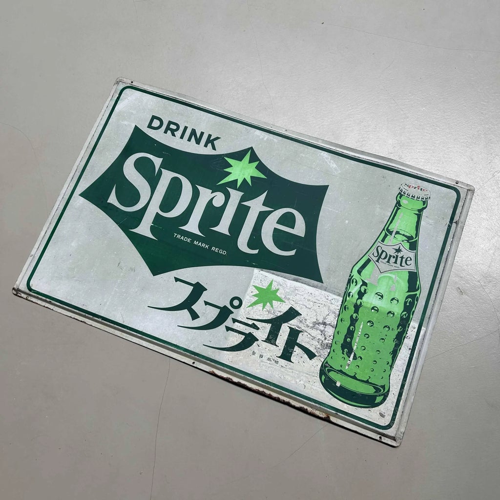 Sprite 金属製看板 約44cm x 44cm Metal Advertising Board for Sprite, Japan, 1970s | Chairish