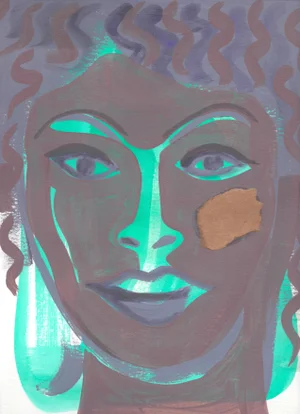 "Girl With Sunlit Cheek" Original Acrylic and Mixed Media on Paper by C L Auker